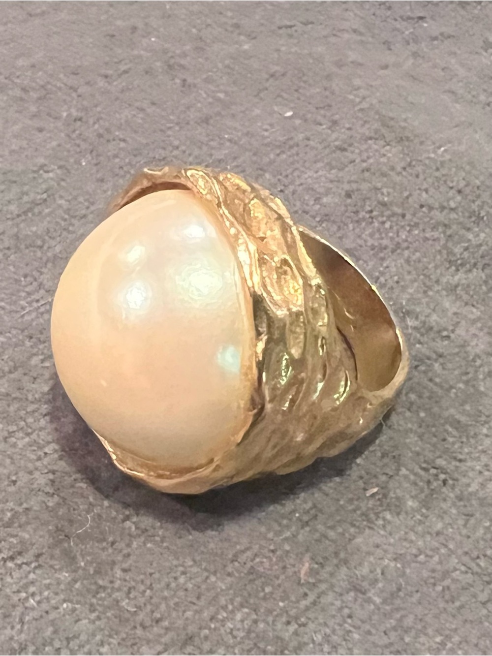 Gold-Tone Pearl Dome Statement Ring
